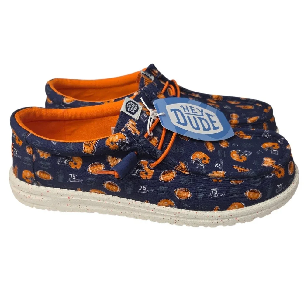 Hey Dude Wally Whataburger Mens 10 Blue Orange Slip On Casual Shoes Texas NWT